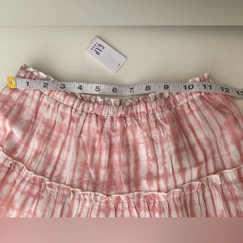Gap Kids Tiered Mini Skirt rose pink & off-white size 12  NWT